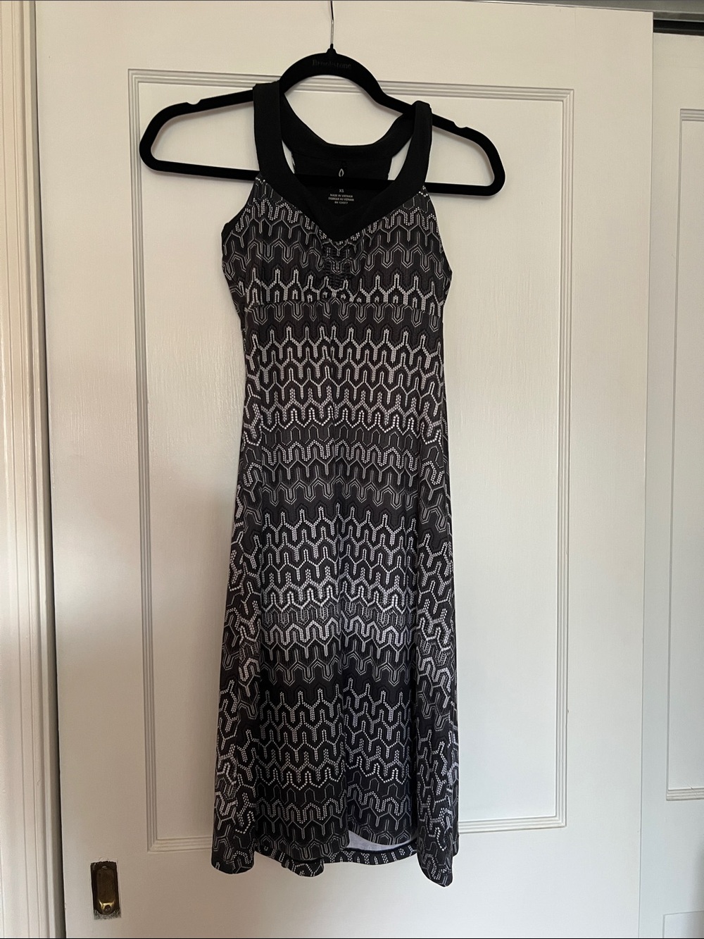Prana Black and White Patterned Midi Dress XS